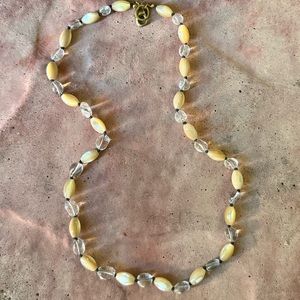 Handmade hand knotted mixed crystal & mother of pearl short layering necklace